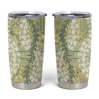 Vintage Puakenikeni and Maile Lei Tumbler Cup Hawaiian Style Tribal Tapa Double Strand Lei LT9 Vintage - Polynesian Pride