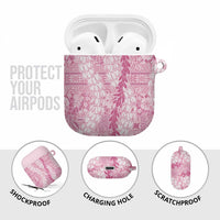 Pink Puakenikeni and Maile Lei AirPods Case Hawaiian Style Tribal Tapa Double Strand Lei LT9 - Polynesian Pride