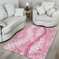 Pink Puakenikeni and Maile Lei Area Rug Hawaiian Style Tribal Tapa Double Strand Lei LT9 - Polynesian Pride