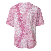 Pink Puakenikeni and Maile Lei Baseball Jersey Hawaiian Style Tribal Tapa Double Strand Lei LT9 - Polynesian Pride