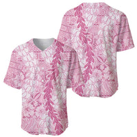 Pink Puakenikeni and Maile Lei Baseball Jersey Hawaiian Style Tribal Tapa Double Strand Lei LT9 - Polynesian Pride