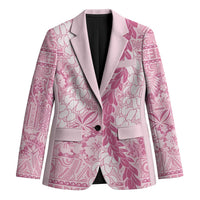 Pink Puakenikeni and Maile Lei Blazer Hawaiian Style Tribal Tapa Double Strand Lei LT9 Unisex Pink - Polynesian Pride