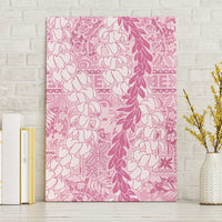 Pink Puakenikeni and Maile Lei Canvas Wall Art Hawaiian Style Tribal Tapa Double Strand Lei LT9 Without Frame Pink - Polynesian Pride
