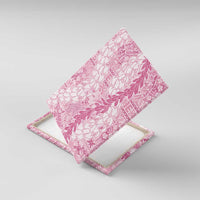 Pink Puakenikeni and Maile Lei Canvas Wall Art Hawaiian Style Tribal Tapa Double Strand Lei LT9 With Frame Pink - Polynesian Pride