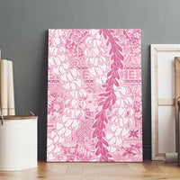Pink Puakenikeni and Maile Lei Canvas Wall Art Hawaiian Style Tribal Tapa Double Strand Lei LT9 - Polynesian Pride