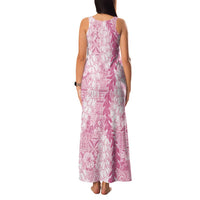 Pink Puakenikeni and Maile Lei Family Matching Tank Maxi Dress and Hawaiian Shirt Hawaiian Style Tribal Tapa Double Strand Lei LT9 - Polynesian Pride