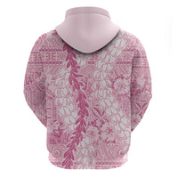 Pink Puakenikeni and Maile Lei Hoodie Hawaiian Style Tribal Tapa Double Strand Lei LT9 - Polynesian Pride