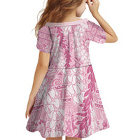 Pink Puakenikeni and Maile Lei Kid Short Sleeve Dress Hawaiian Style Tribal Tapa Double Strand Lei LT9 - Polynesian Pride