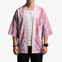 Pink Puakenikeni and Maile Lei Kimono Hawaiian Style Tribal Tapa Double Strand Lei LT9 - Polynesian Pride