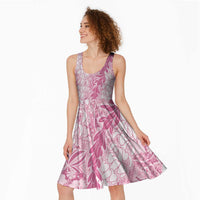 Pink Puakenikeni and Maile Lei Midi Dress Hawaiian Style Tribal Tapa Double Strand Lei LT9 - Polynesian Pride