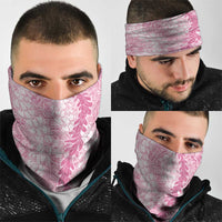 Pink Puakenikeni and Maile Lei Neck Gaiter Hawaiian Style Tribal Tapa Double Strand Lei LT9 - Polynesian Pride