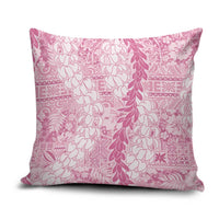 Pink Puakenikeni and Maile Lei Pillow Cover Hawaiian Style Tribal Tapa Double Strand Lei LT9 Pink - Polynesian Pride