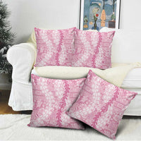 Pink Puakenikeni and Maile Lei Pillow Cover Hawaiian Style Tribal Tapa Double Strand Lei LT9 - Polynesian Pride