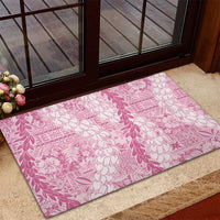 Pink Puakenikeni and Maile Lei Rubber Doormat Hawaiian Style Tribal Tapa Double Strand Lei LT9 - Polynesian Pride
