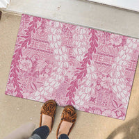 Pink Puakenikeni and Maile Lei Rubber Doormat Hawaiian Style Tribal Tapa Double Strand Lei LT9 - Polynesian Pride
