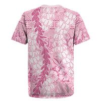 Pink Puakenikeni and Maile Lei Rugby Jersey Hawaiian Style Tribal Tapa Double Strand Lei LT9 - Polynesian Pride