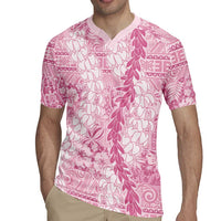 Pink Puakenikeni and Maile Lei Rugby Jersey Hawaiian Style Tribal Tapa Double Strand Lei LT9 - Polynesian Pride
