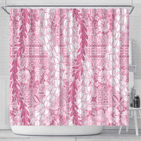 Pink Puakenikeni and Maile Lei Shower Curtain Hawaiian Style Tribal Tapa Double Strand Lei LT9 - Polynesian Pride