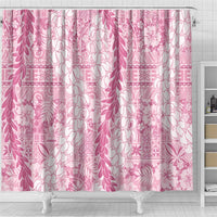 Pink Puakenikeni and Maile Lei Shower Curtain Hawaiian Style Tribal Tapa Double Strand Lei LT9 - Polynesian Pride