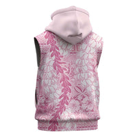 Pink Puakenikeni and Maile Lei Sleeveless Hoodie Hawaiian Style Tribal Tapa Double Strand Lei LT9 - Polynesian Pride