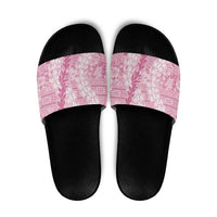 Pink Puakenikeni and Maile Lei Slide Sandals Hawaiian Style Tribal Tapa Double Strand Lei LT9 Pink - Polynesian Pride