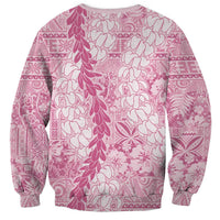 Pink Puakenikeni and Maile Lei Sweatshirt Hawaiian Style Tribal Tapa Double Strand Lei LT9 - Polynesian Pride
