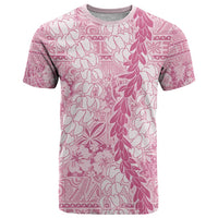 Pink Puakenikeni and Maile Lei T Shirt Hawaiian Style Tribal Tapa Double Strand Lei LT9 Pink - Polynesian Pride