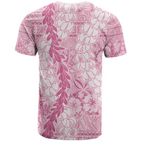 Pink Puakenikeni and Maile Lei T Shirt Hawaiian Style Tribal Tapa Double Strand Lei LT9 - Polynesian Pride