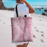 Pink Puakenikeni and Maile Lei Tote Bag Hawaiian Style Tribal Tapa Double Strand Lei LT9 - Polynesian Pride