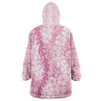 Pink Puakenikeni and Maile Lei Wearable Blanket Hoodie Hawaiian Style Tribal Tapa Double Strand Lei LT9 - Polynesian Pride