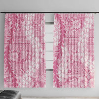 Pink Puakenikeni and Maile Lei Window Curtain Hawaiian Style Tribal Tapa Double Strand Lei LT9 With Hooks Pink - Polynesian Pride