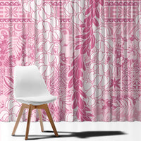 Pink Puakenikeni and Maile Lei Window Curtain Hawaiian Style Tribal Tapa Double Strand Lei LT9 - Polynesian Pride