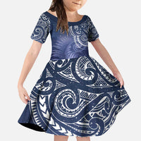 New Zealand Galaxy Fern Family Matching Off Shoulder Maxi Dress and Hawaiian Shirt LT9 Daughter's Dress Galaxy - Polynesian Pride