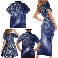 New Zealand Galaxy Fern Family Matching Short Sleeve Bodycon Dress and Hawaiian Shirt LT9 - Polynesian Pride
