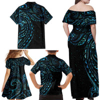 New Zealand Tribal Tattoo Family Matching Off Shoulder Maxi Dress and Hawaiian Shirt With Matariki Art LT9 - Polynesian Pride