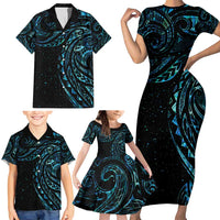 New Zealand Tribal Tattoo Family Matching Short Sleeve Bodycon Dress and Hawaiian Shirt With Matariki Art LT9 - Polynesian Pride