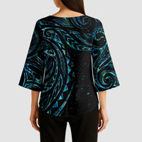 New Zealand Matariki Kimono Sleeve Blouse Galaxy Maori Tribal Tattoo LT9 - Polynesian Pride