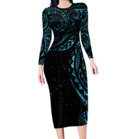 New Zealand Tribal Tattoo Long Sleeve Bodycon Dress With Matariki Art LT9 Long Dress Galaxy - Polynesian Pride