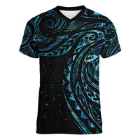 New Zealand Tribal Tattoo Women V-Neck T-Shirt With Matariki Art
