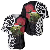 New Zealand Kakapo Christmas Baseball Jersey Meri Kirihimete Pohutukawa Flowers LT9 - Polynesian Pride