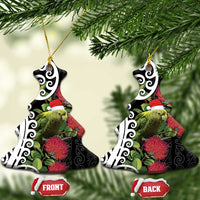 New Zealand Kakapo Christmas Ceramic Ornament Meri Kirihimete Pohutukawa Flowers LT9 Christmas Tree Black - Polynesian Pride