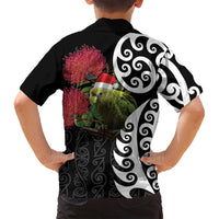 New Zealand Kakapo Christmas Family Matching Off Shoulder Maxi Dress and Hawaiian Shirt Meri Kirihimete Pohutukawa Flowers LT9 - Polynesian Pride