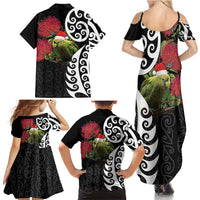 New Zealand Kakapo Christmas Family Matching Summer Maxi Dress and Hawaiian Shirt Meri Kirihimete Pohutukawa Flowers LT9 - Polynesian Pride