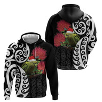 New Zealand Kakapo Christmas Hoodie Meri Kirihimete Pohutukawa Flowers LT9 - Polynesian Pride