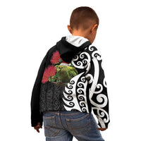 New Zealand Kakapo Christmas Kid Hoodie Meri Kirihimete Pohutukawa Flowers LT9 - Polynesian Pride