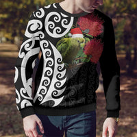 New Zealand Kakapo Christmas Ugly Christmas Sweater Meri Kirihimete Pohutukawa Flowers LT9 - Polynesian Pride