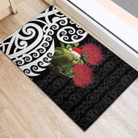 New Zealand Kakapo Christmas Rubber Doormat Meri Kirihimete Pohutukawa Flowers LT9 - Polynesian Pride