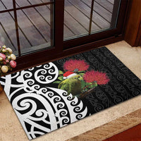 New Zealand Kakapo Christmas Rubber Doormat Meri Kirihimete Pohutukawa Flowers LT9 - Polynesian Pride