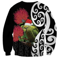 New Zealand Kakapo Christmas Sweatshirt Meri Kirihimete Pohutukawa Flowers LT9 - Polynesian Pride