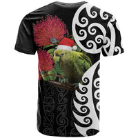 New Zealand Kakapo Christmas T Shirt Meri Kirihimete Pohutukawa Flowers LT9 - Polynesian Pride